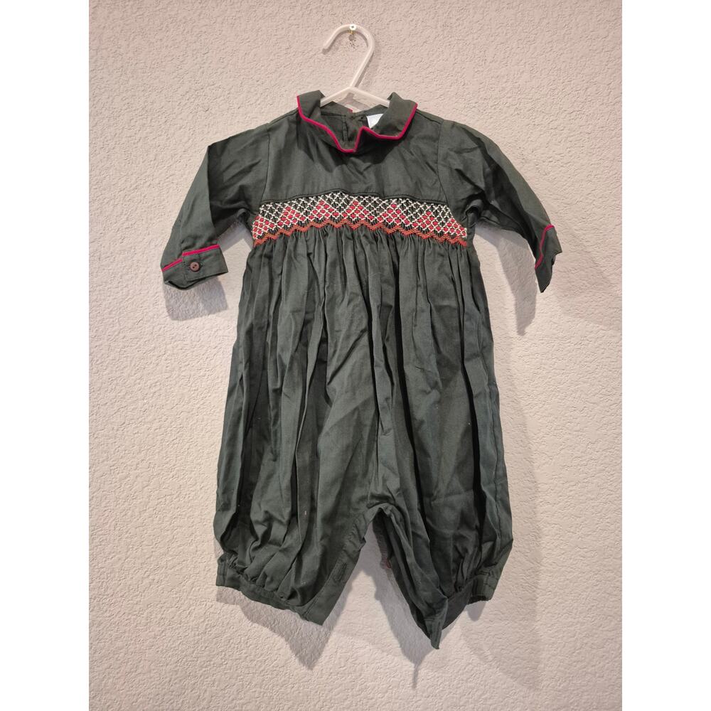 Vintage Baby Smocked Romper – Size 6 Months 100% Cotton